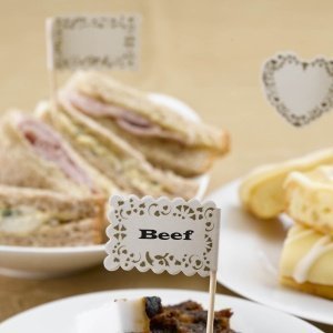 Fähnchen Ornamente, beschriftbar, creme-