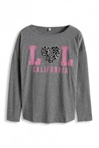 Fashion-Shirt mit Fake-Fur-Herz und Prin