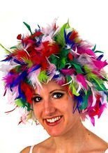 Feder Perücke Afro bunt