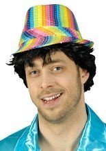 Fedora Pailletten-Hut Regenbogen bunt
