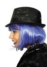 Fedora Pailletten-Hut blinkend schwarz
