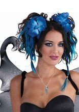 Fee Kopfschmuck mit Blumen Elfe blau