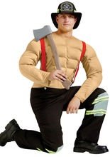 Feuerwehrmann Muskel Kostüm beige-schwar