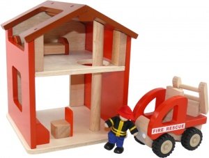 Feuerwehrstation Spielset aus Holz