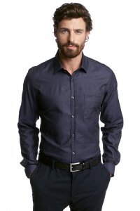 Fischgrat-Baumwollhemd