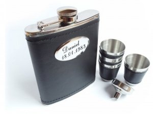 Flachmann 6-tlg.Set Lederummantelung