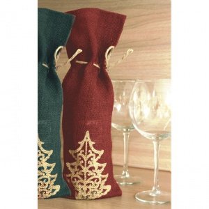 Flaschen-Jutesack, rot/gold