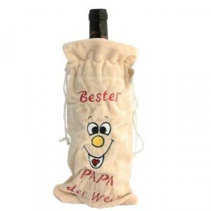 Flaschenbeutel *Bester Papa* aus Plüsch