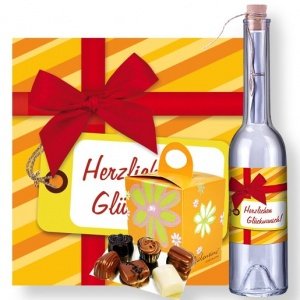 Flaschenpost Glückwunsch und Valentino-P