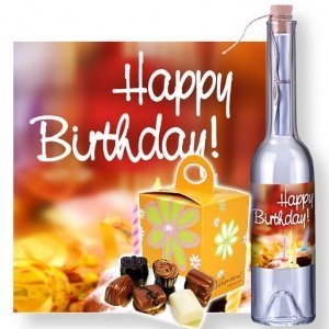 Flaschenpost Happy Birthday und Valentin