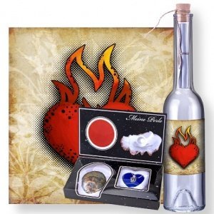 Flaschenpost Herz in Flammen und Meine P