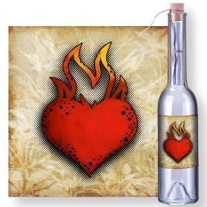 Flaschenpost Herz in Flammen