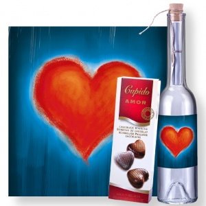 Flaschenpost Herzenssache und Pralinen-H