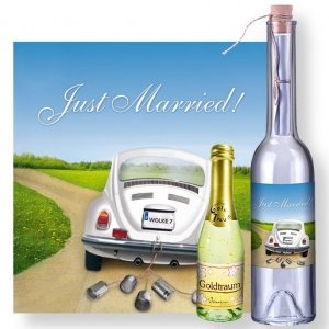Flaschenpost Just Married und Goldtraum-