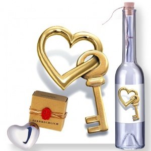 Flaschenpost Schlüssel zum Herzen und Kl