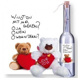 Flaschenpost Teddybär und Love-Teddy