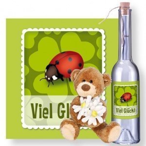 Flaschenpost Viel Glück und Blumenbote