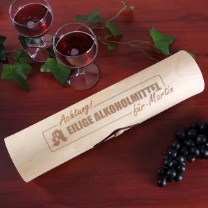 Flaschenverpackung Holzrolle mit Name *E