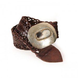 Flechtgürtel Buckle Up, braun, 85 cm