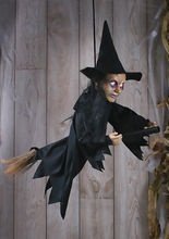 Fliegende Hexe mit Leuchtaugen und Sound