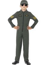 Flieger Pilot Kinderkostüm grün