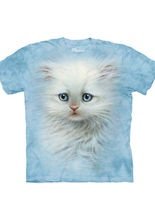 Fluffy White Kitten Face The Mountain T-