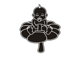 Folie - Baby auf Blume - auf Wunsch mit 