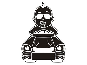 Folie - Baby mit Spielzeugauto - auf Wun