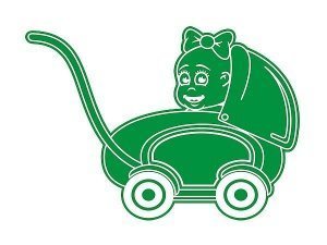 Folie - Mädchen im Kinderwagen - auf Wun