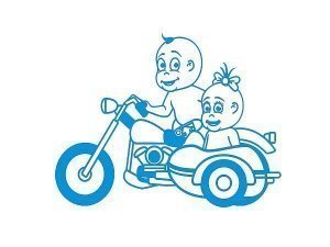 Folie - Mädchen und Junge auf Motorrad a