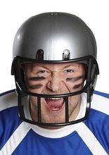 Footballspieler Footballhelm grau-schwar