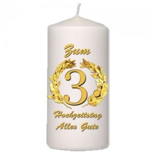 Foto-Kerze zum "3." Hochzeitstag
