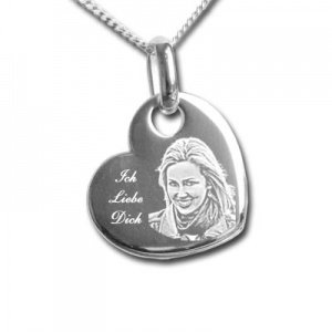 Fotoanhänger Silberherz schräg