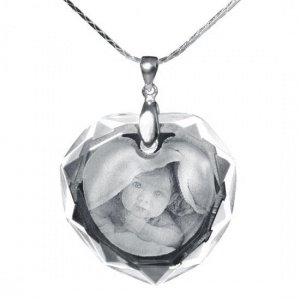Fotogravur im Glasherz - Halskette