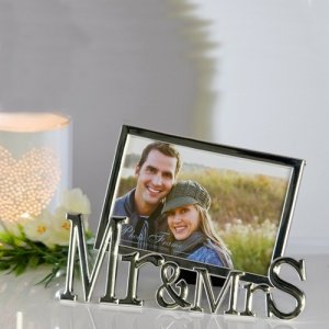 Fotorahmen Mr & Mrs aus Metall, silb