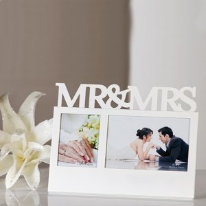 Fotorahmen Mr & Mrs aus Metall, wei&