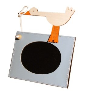 Fotorahmen Storch, Leder, blau