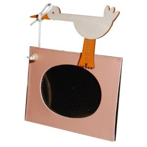 Fotorahmen Storch, Leder, rosa