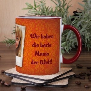 Fototasse mit zwei Bilder und Text