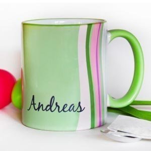 Frühlingstasse mit Namen und Blumen