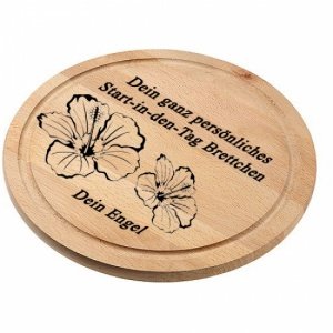 Frühstücksbrettchen Holz rund mit Namen,