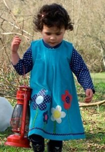 Frugi Cord Kleid Aqua Blumen