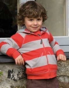 Frugi Junge Kaputzen Jacke Rot Streifen 