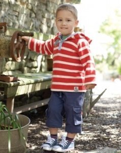 Frugi Jungs Langarm Kapuzen Shirt gestre