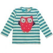 Frugi - Langarmshirt Eule türkis-weiß, k