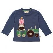 Frugi - Langarmshirt Traktor blau, kbA