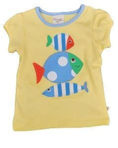 Frugi Mädchen Kurzarm T-Shirt -Fische- B