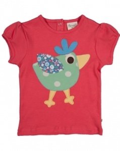 Frugi Mädchen Kurzarm T-Shirt -Huhn- Bio
