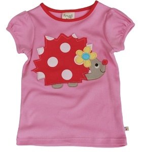 Frugi Mädchen Kurzarm T-Shirt -Igel Henr