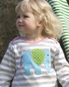 Frugi Mädchen Langarm Shirt Elefant in G